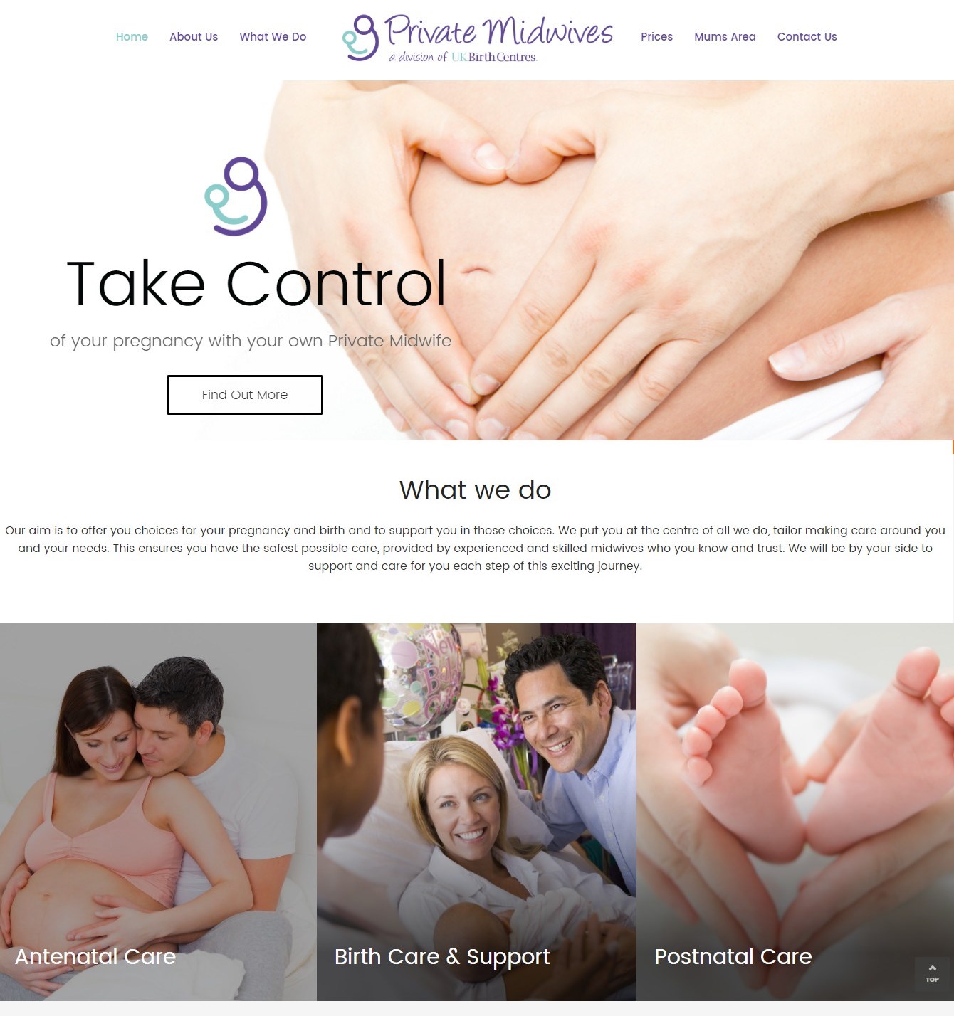 Private Midwives website devlopment Arise Media